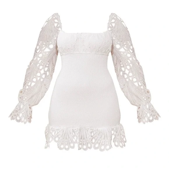 Dresses | White Plt Lace Sleeve Dress | Poshmark